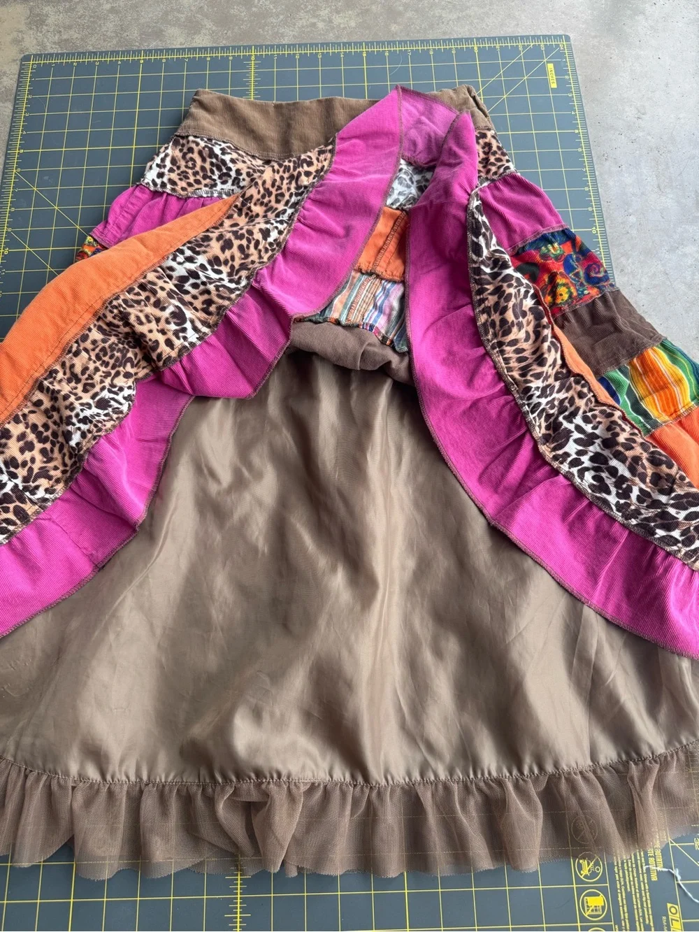 The Children’s Place Girls Boho Tiered Patchwork Skirt in Pink, Orange & Brown